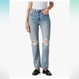 Levi's Light Blue Ripped Straight Leg Jeans